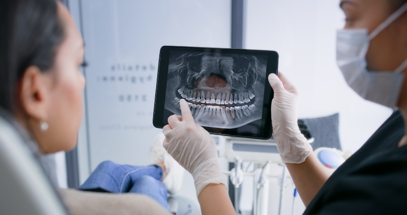 A patient is getting dental 3D services at the Wyoming Dental Office in Wyoming, MI.